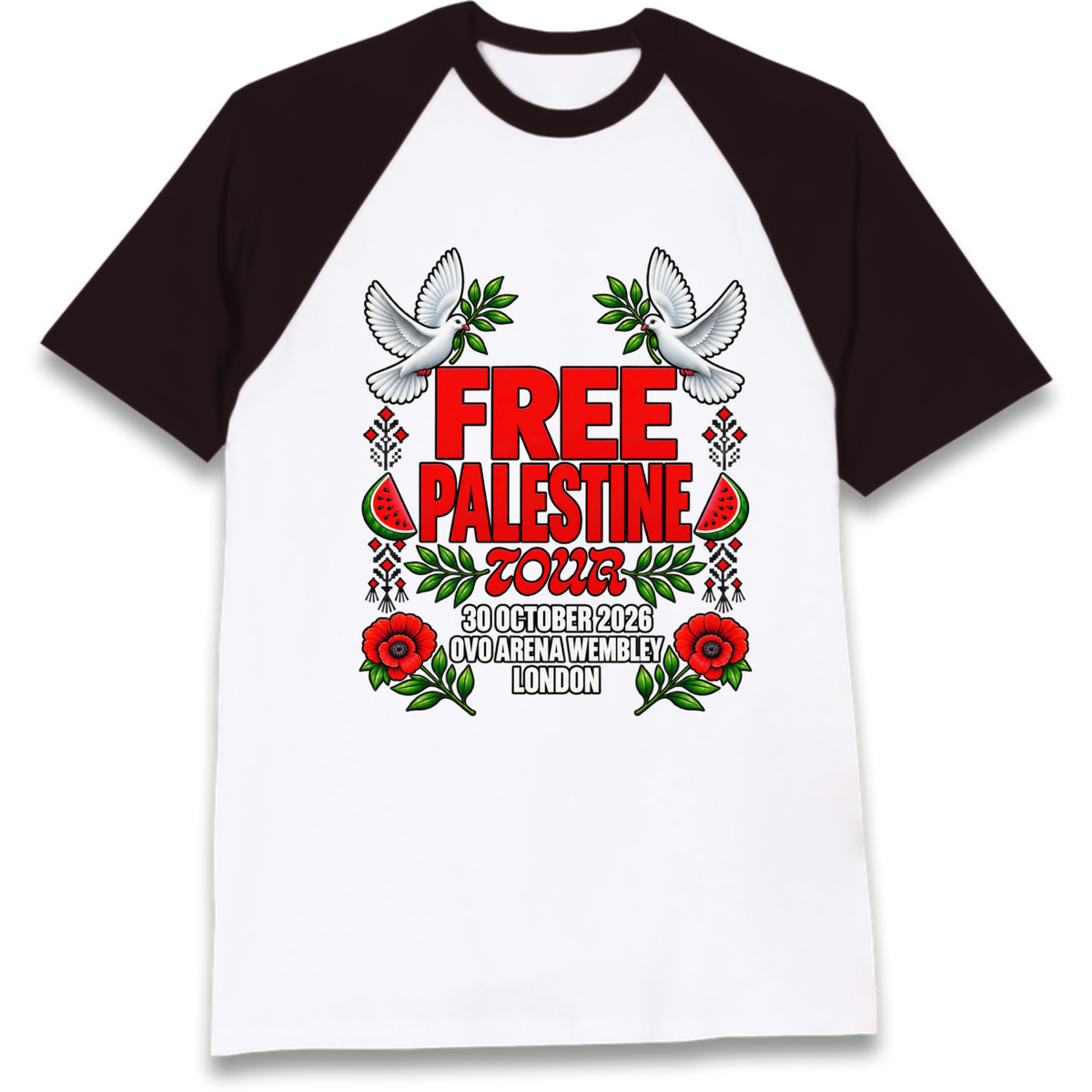 Macklemore and Friends Free Palestine Tour London 2026 Raglan T-Shirt