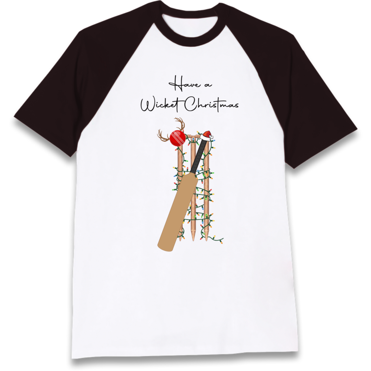 Cricket Bat Graphic Christmas Raglan T-Shirt