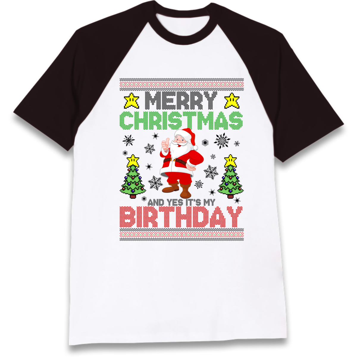 Santa birthday design Raglan T-Shirt