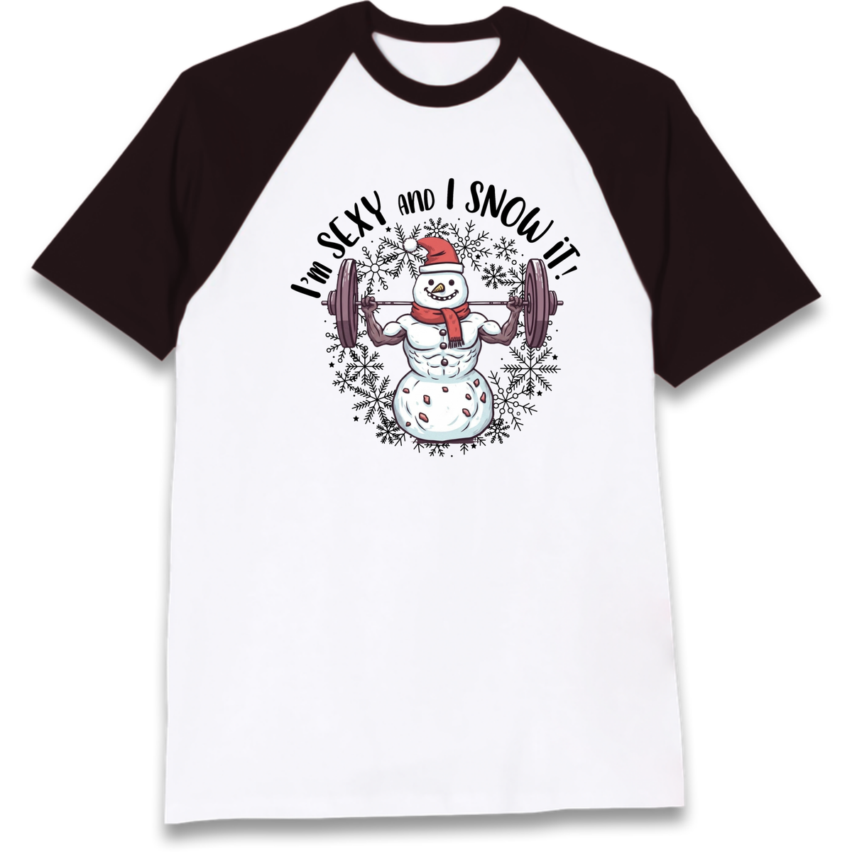 Gym Snowman Graphic Christmas Raglan T-Shirt