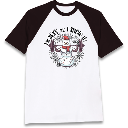 Gym Snowman Graphic Christmas Raglan T-Shirt