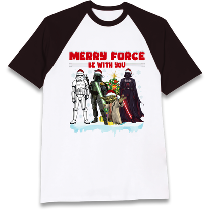 Merry Force Be With You Christmas Raglan T-Shirt