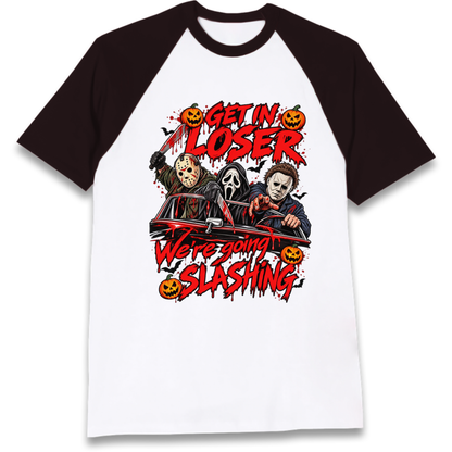 Retro Horror Movie Halloween Slasher Villains Raglan T-Shirt