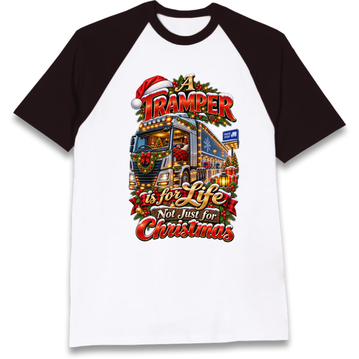 Trucker Christmas Raglan T-Shirt