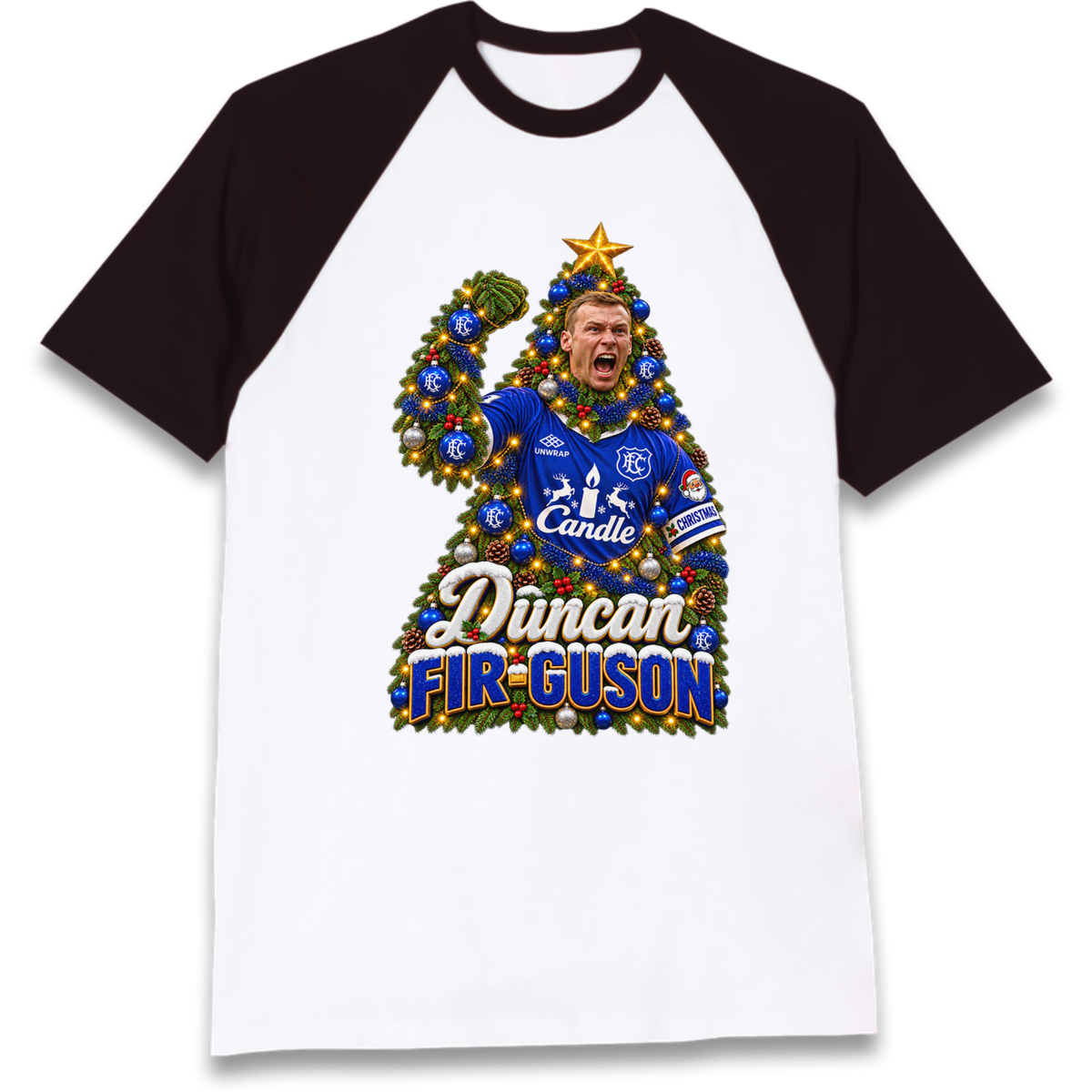 Duncan Ferguson Everton Christmas Raglan T-Shirt