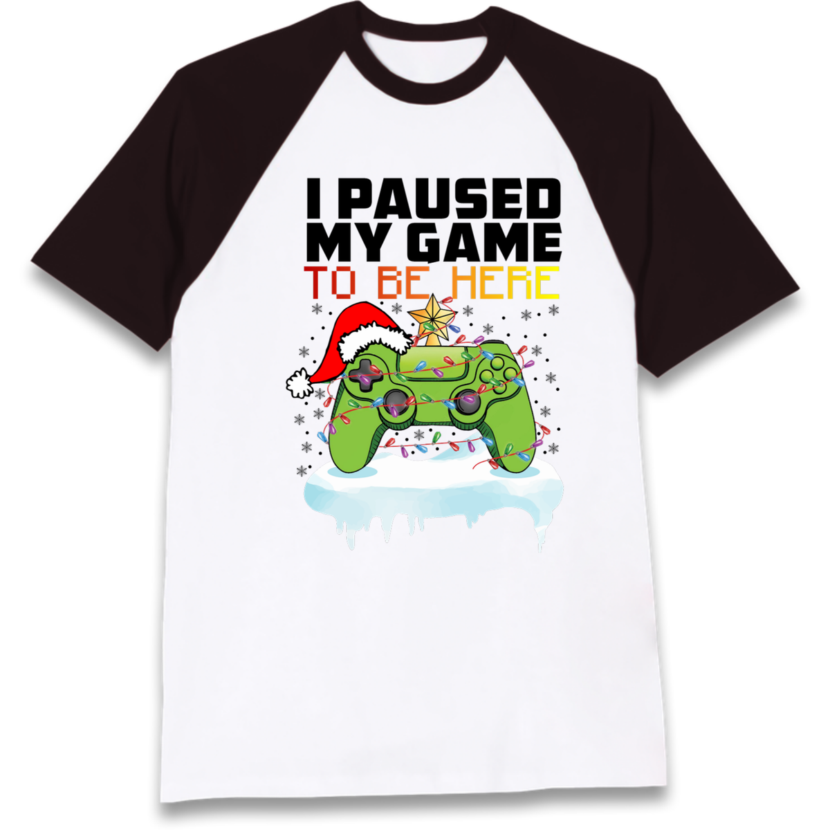 I Paused My Game Christmas Raglan T-Shirt