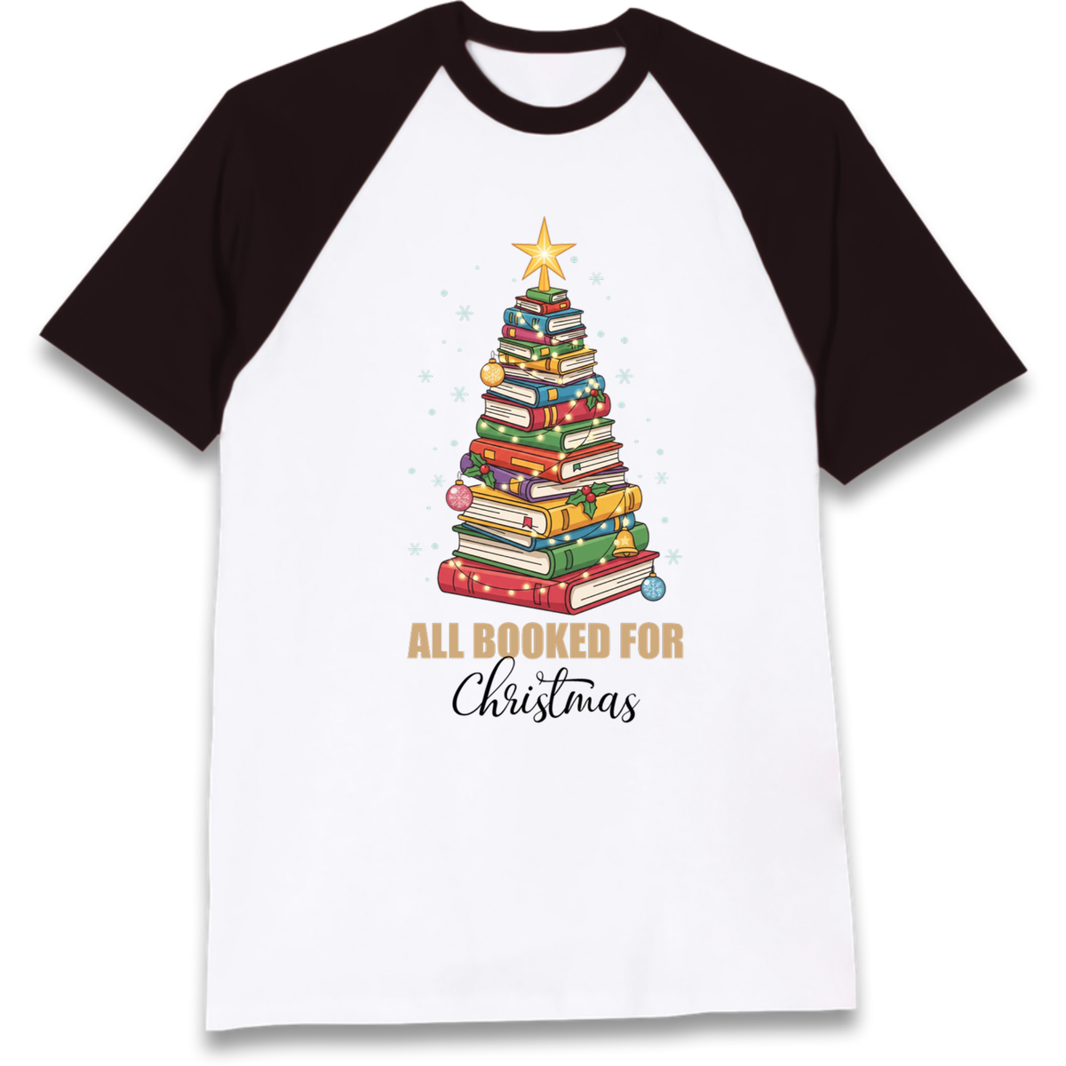 Book Tree Christmas Raglan T-Shirt