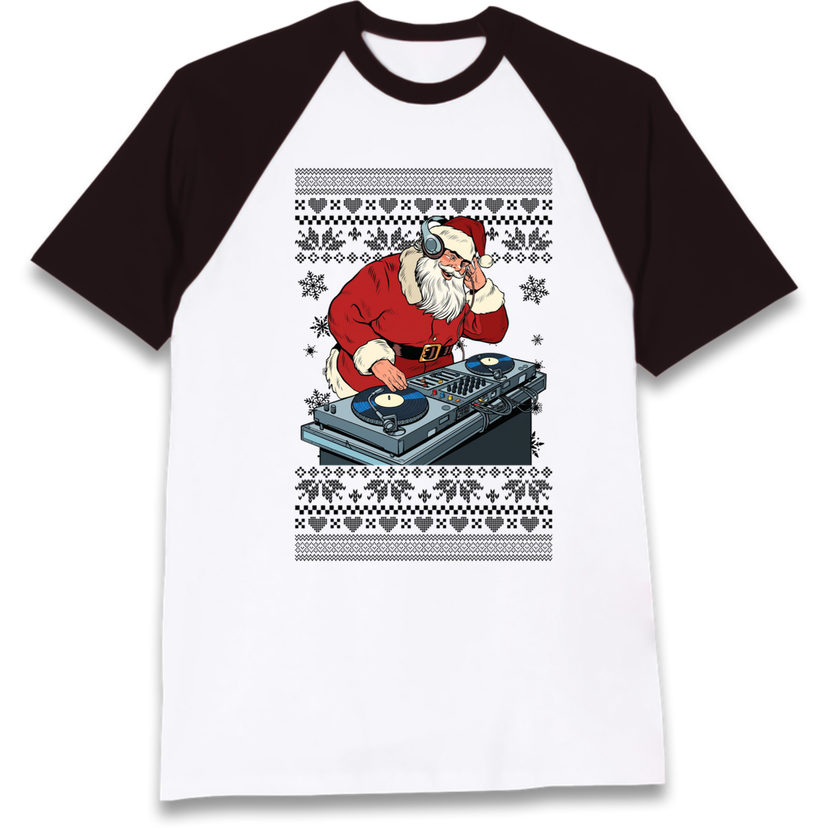 DJ Santa Christmas Raglan T-Shirt
