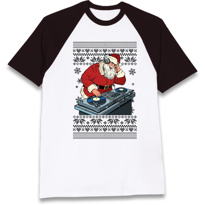 DJ Santa Christmas Raglan T-Shirt