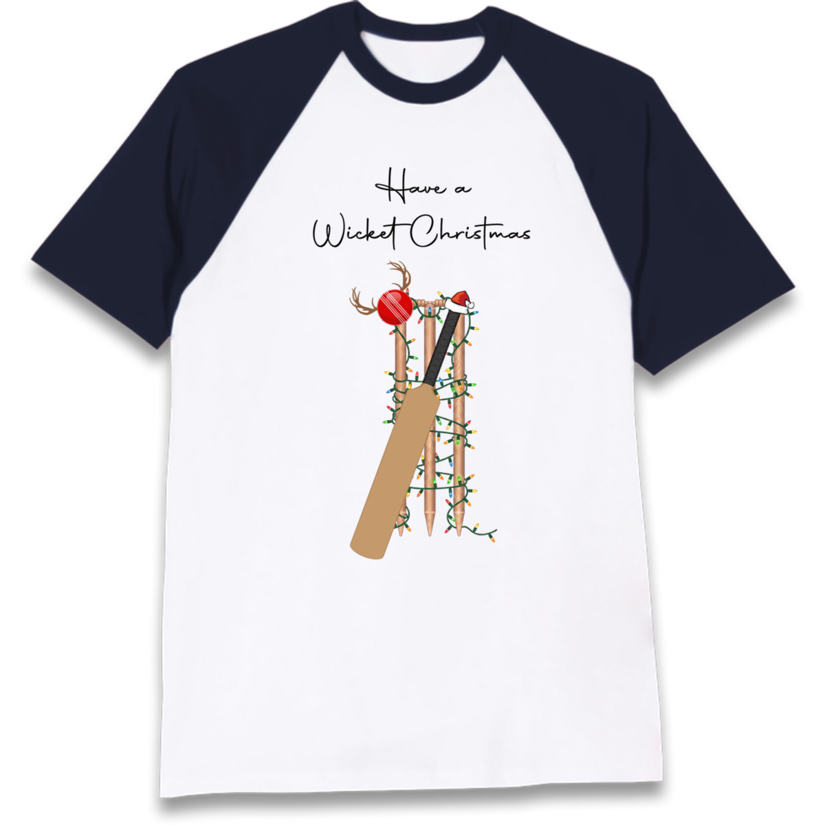 Cricket Bat Graphic Christmas Raglan T-Shirt