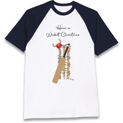 Cricket Bat Graphic Christmas Raglan T-Shirt