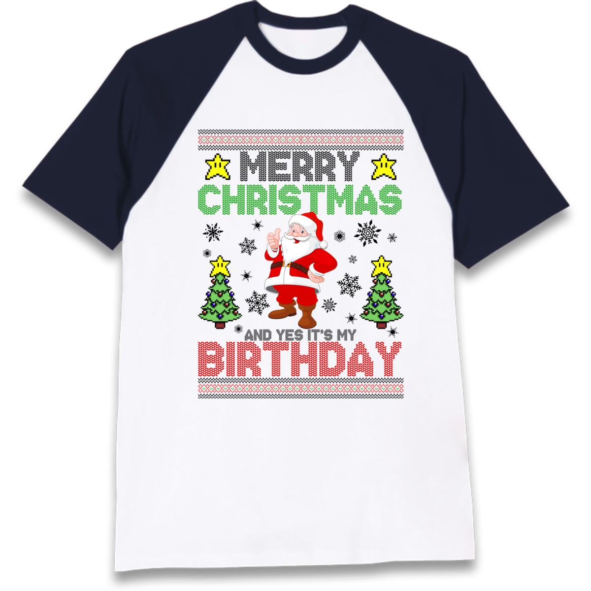 Santa birthday design Raglan T-Shirt