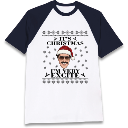 I Very Excite Christmas Raglan T-Shirt