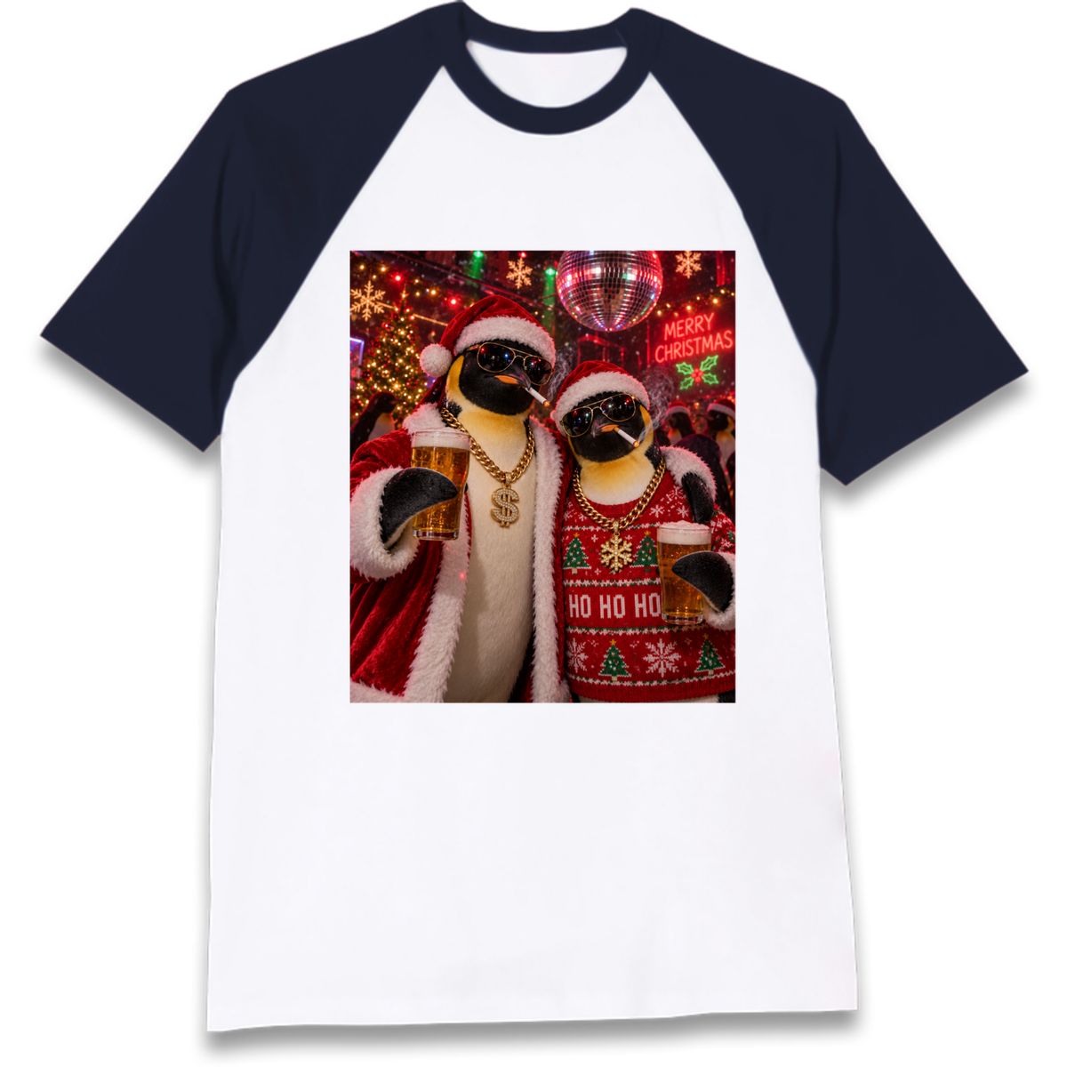 Penguin Christmas Raglan T-Shirt