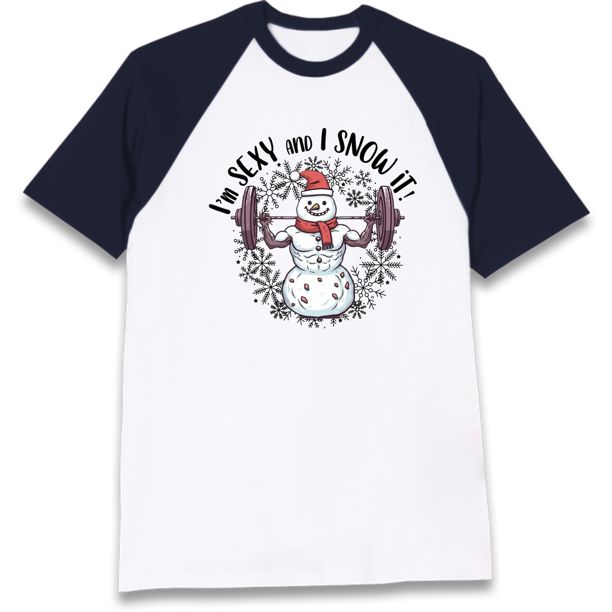 Gym Snowman Graphic Christmas Raglan T-Shirt