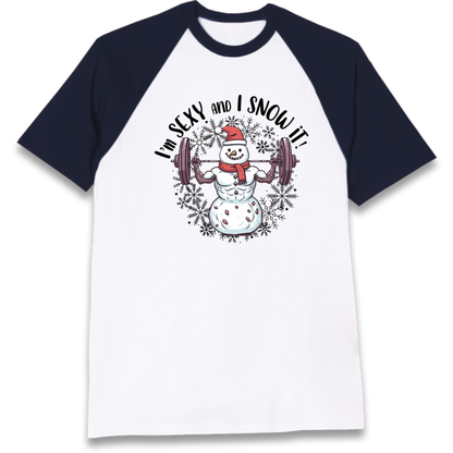 Gym Snowman Graphic Christmas Raglan T-Shirt