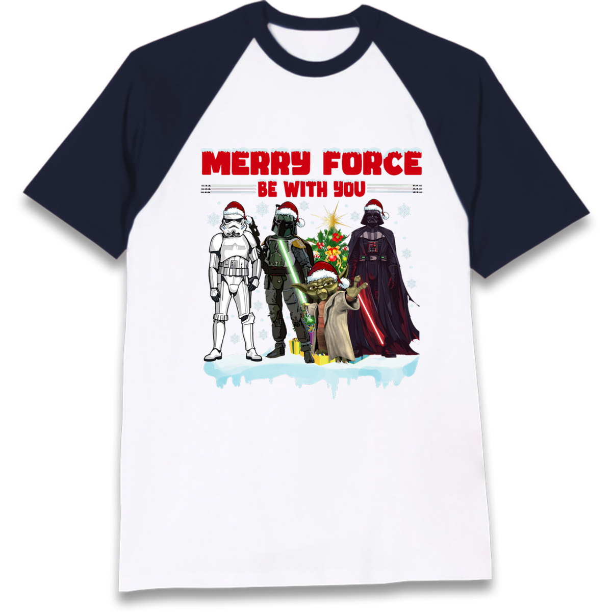 Merry Force Be With You Christmas Raglan T-Shirt