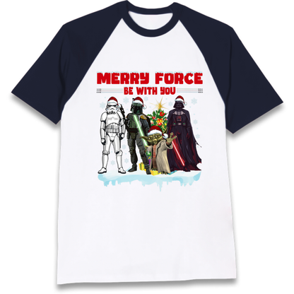 Merry Force Be With You Christmas Raglan T-Shirt