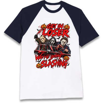 Retro Horror Movie Halloween Slasher Villains Raglan T-Shirt