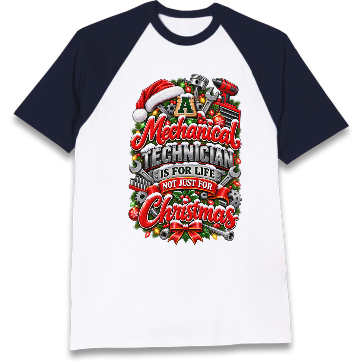 Mechanical Technician Christmas Raglan T-Shirt
