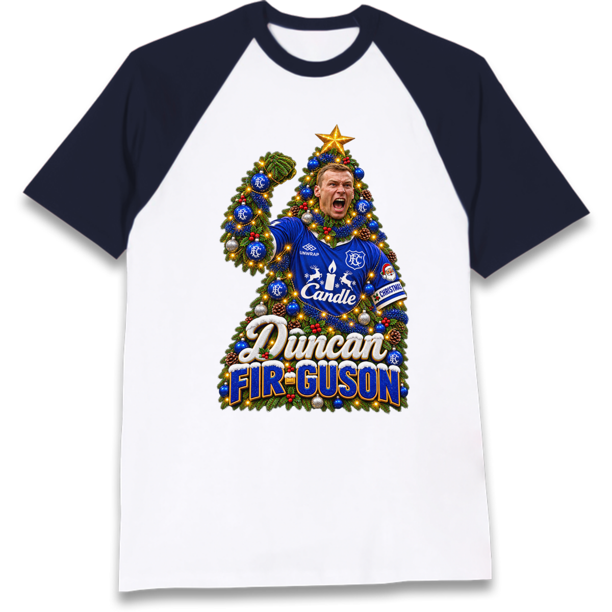 Duncan Ferguson Everton Christmas Raglan T-Shirt