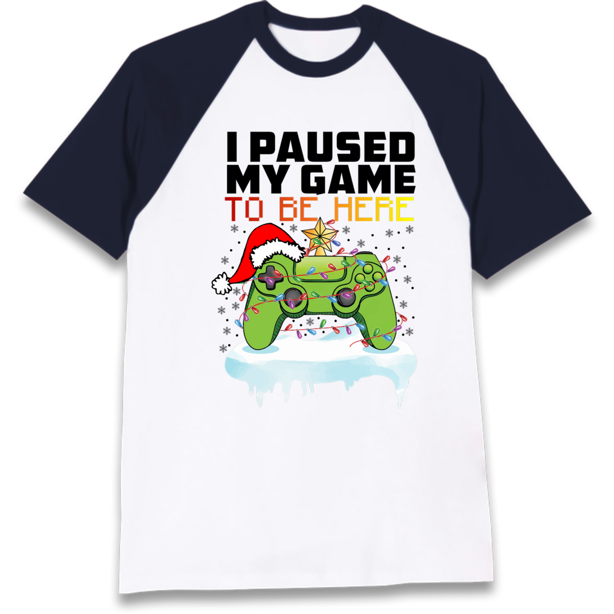 I Paused My Game Christmas Raglan T-Shirt