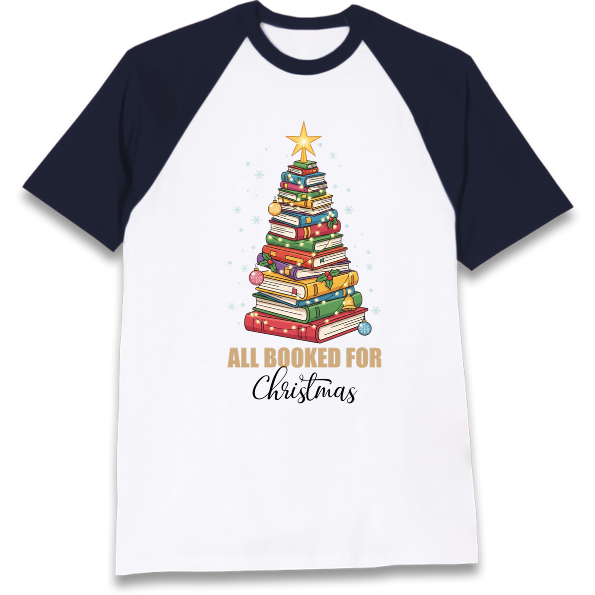 Book Tree Christmas Raglan T-Shirt