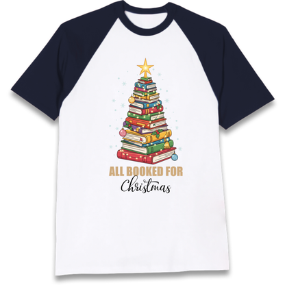 Book Tree Christmas Raglan T-Shirt