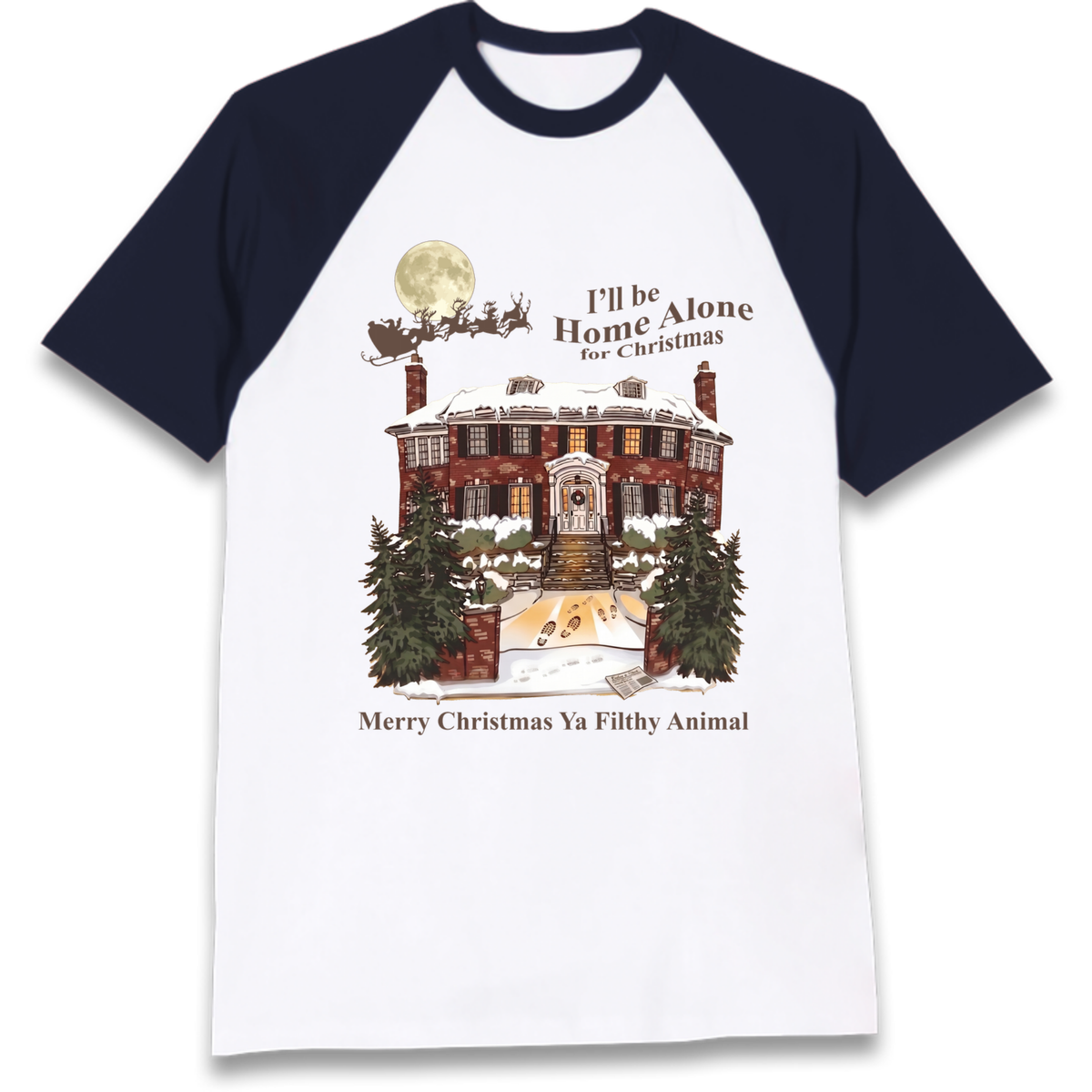 Home Alone Festive Christmas Raglan T-Shirt