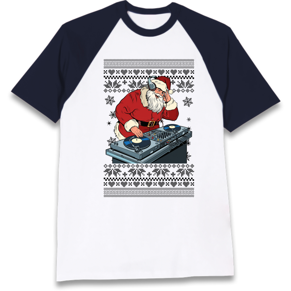 DJ Santa Christmas Raglan T-Shirt