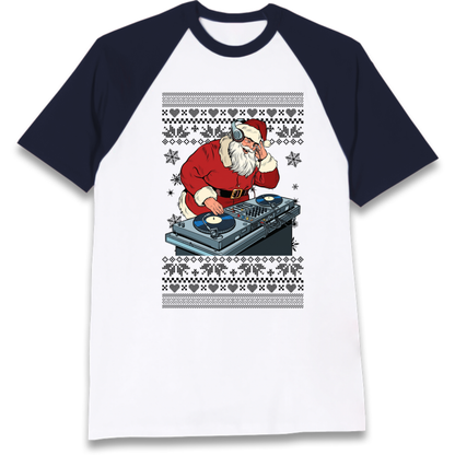 DJ Santa Christmas Raglan T-Shirt