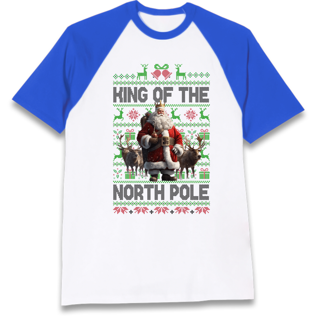 King Santa Christmas Raglan T-Shirt