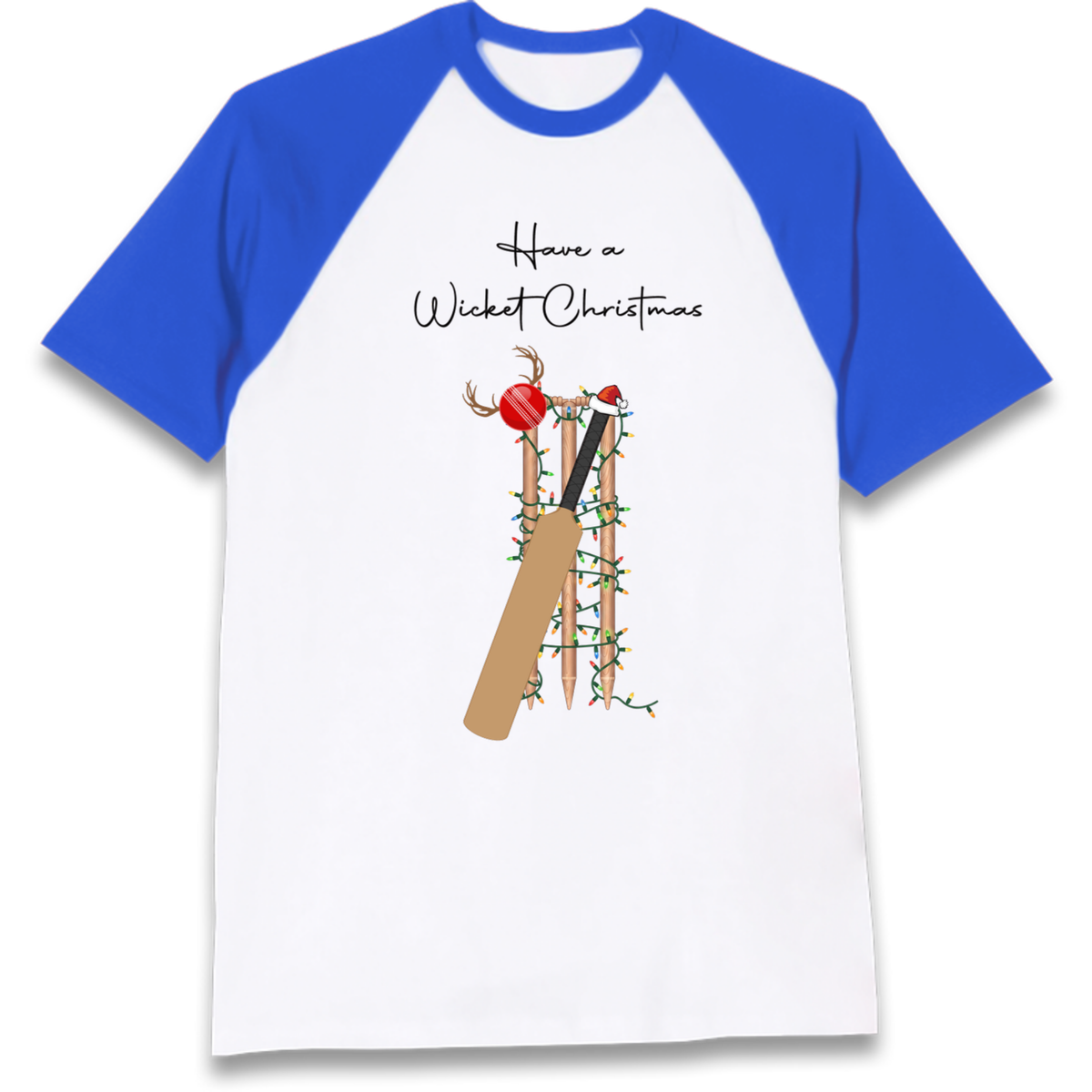 Cricket Bat Graphic Christmas Raglan T-Shirt