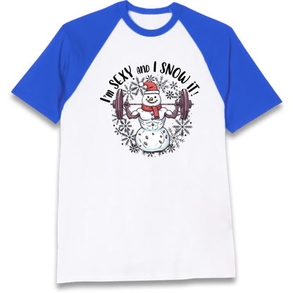 Gym Snowman Graphic Christmas Raglan T-Shirt