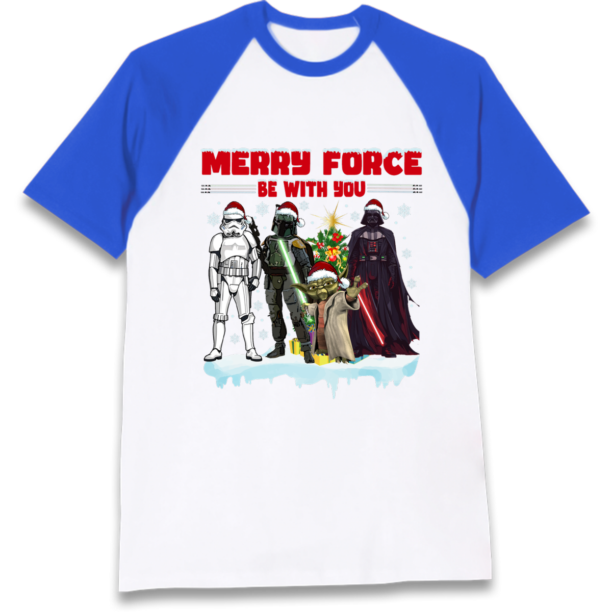 Merry Force Be With You Christmas Raglan T-Shirt