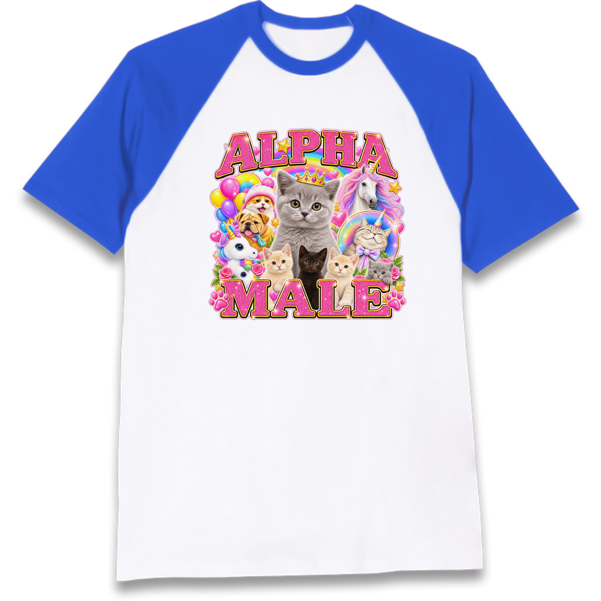 Alpha Male Funny Kitten Unicorn Raglan T-Shirt