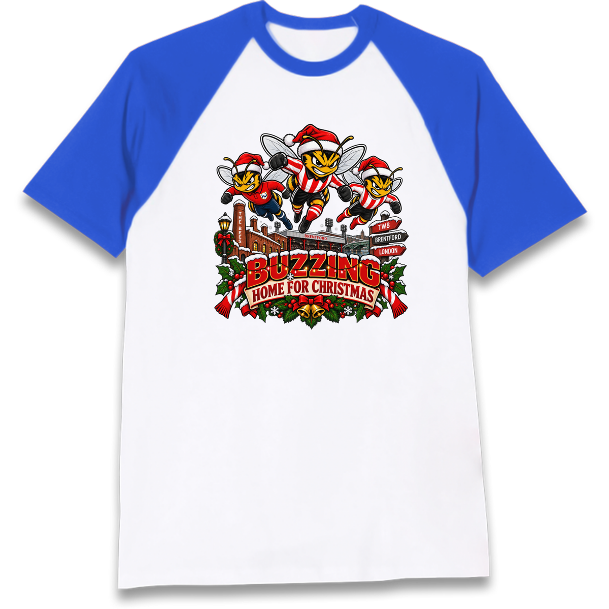 Brentford Football Christmas Raglan T-Shirt