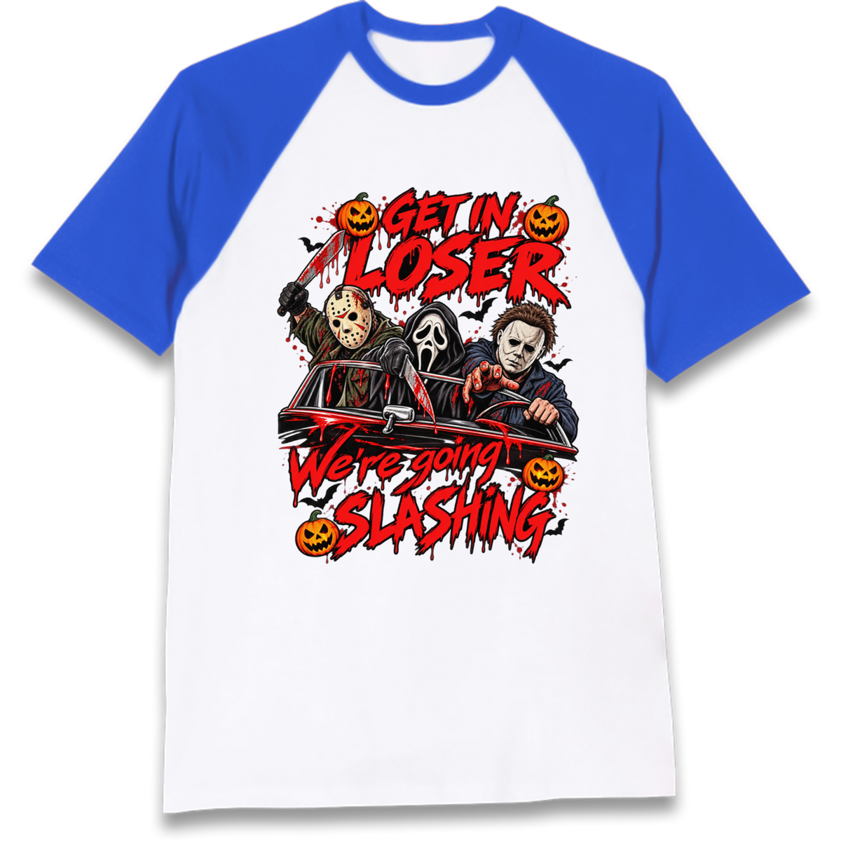 Retro Horror Movie Halloween Slasher Villains Raglan T-Shirt