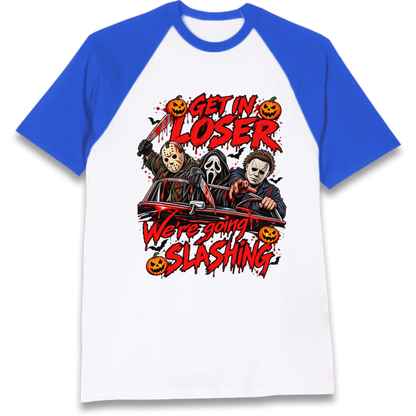 Retro Horror Movie Halloween Slasher Villains Raglan T-Shirt