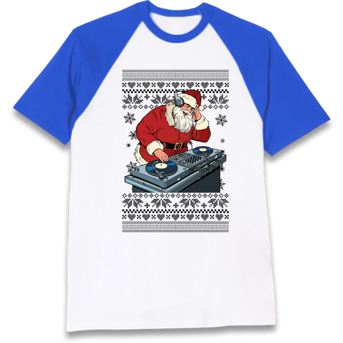 DJ Santa Christmas Raglan T-Shirt