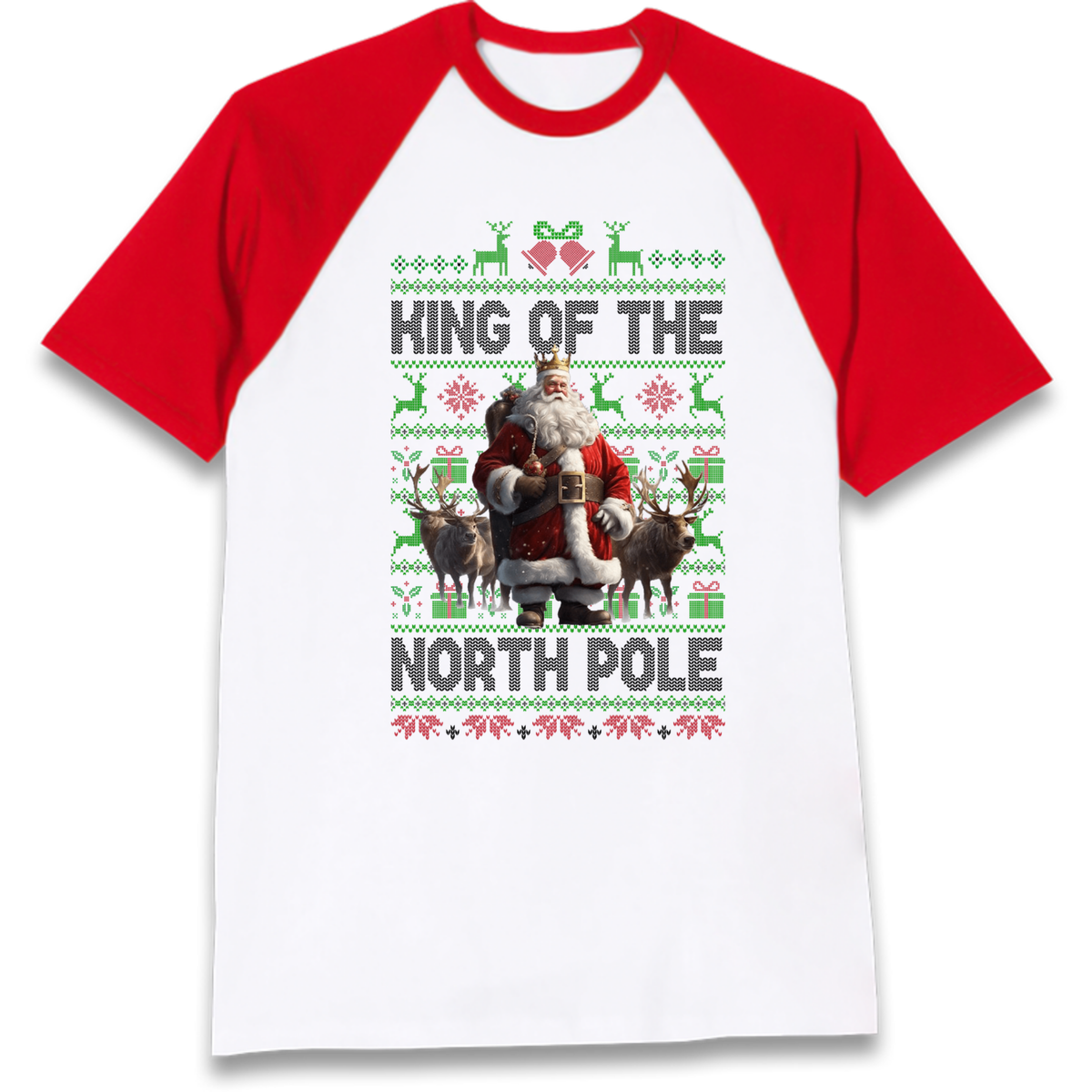 King Santa Christmas Raglan T-Shirt