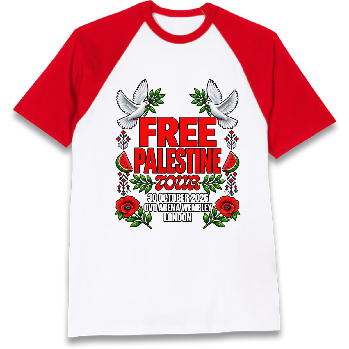 Macklemore and Friends Free Palestine Tour London 2026 Raglan T-Shirt