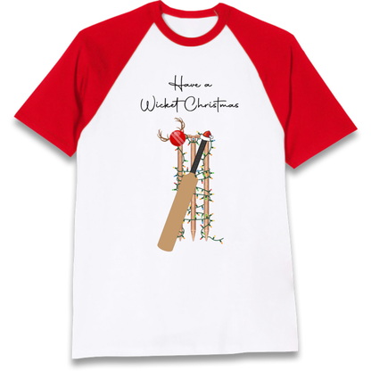 Cricket Bat Graphic Christmas Raglan T-Shirt