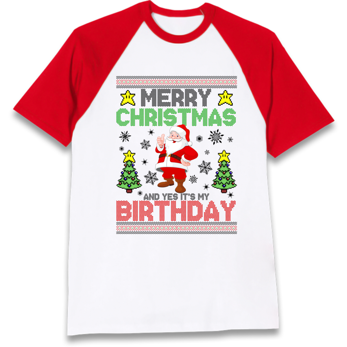 Santa birthday design Raglan T-Shirt