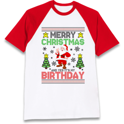Santa birthday design Raglan T-Shirt