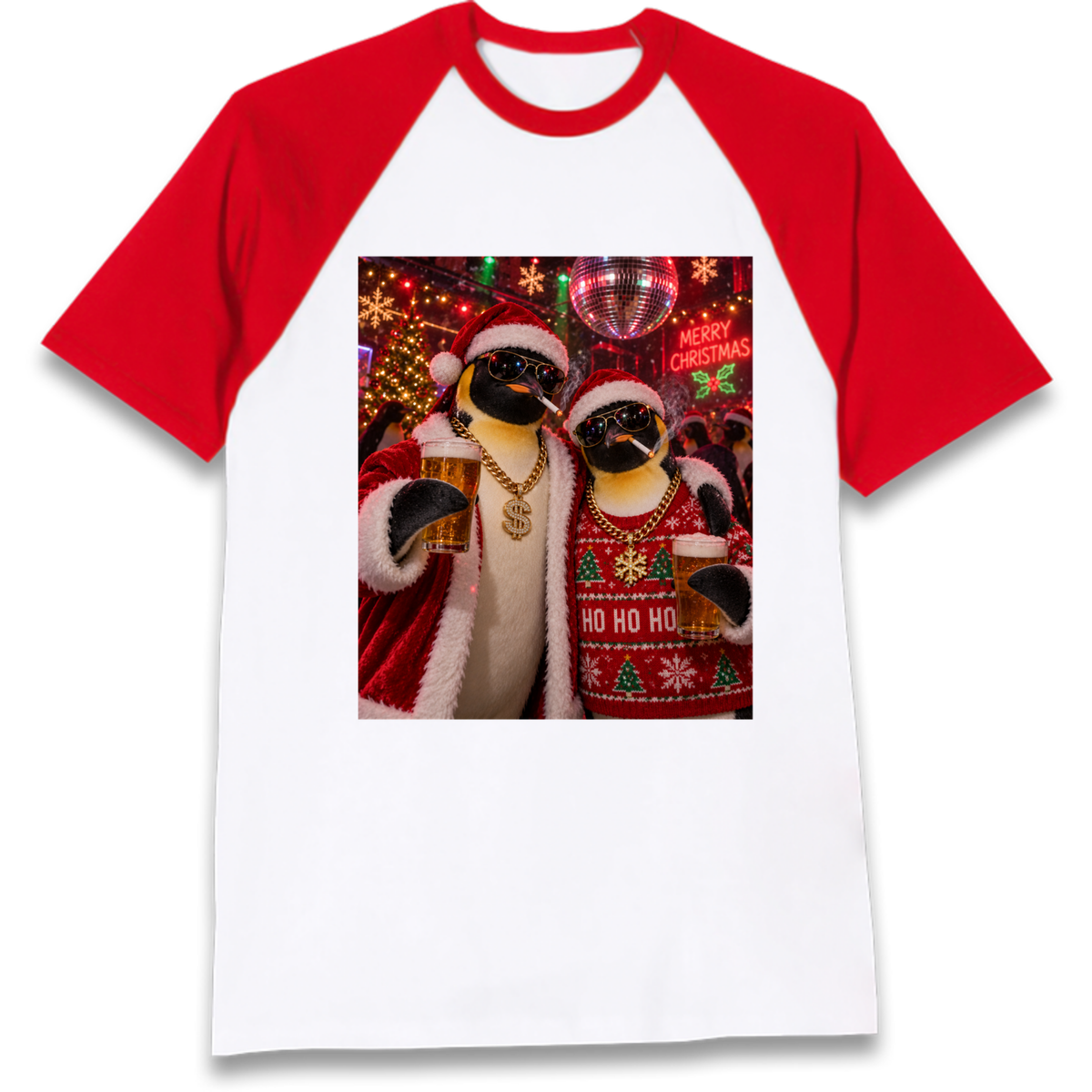 Penguin Christmas Raglan T-Shirt