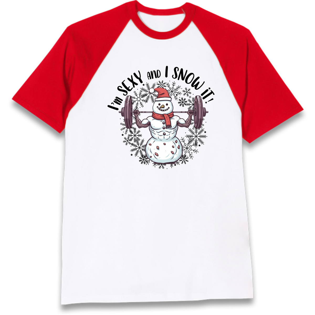 Gym Snowman Graphic Christmas Raglan T-Shirt