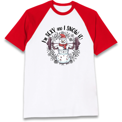 Gym Snowman Graphic Christmas Raglan T-Shirt