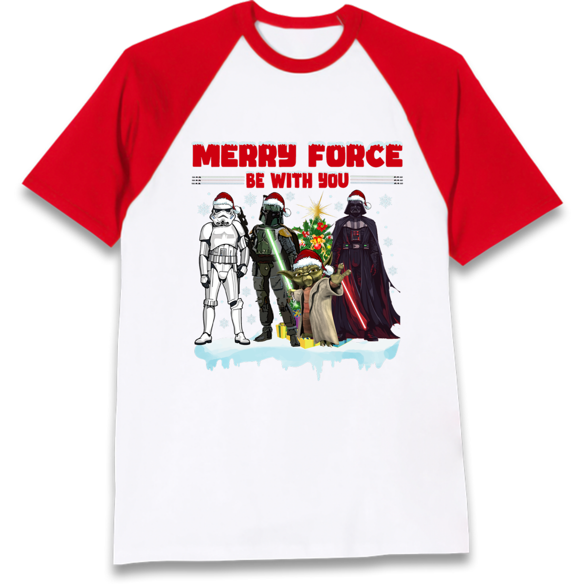 Merry Force Be With You Christmas Raglan T-Shirt