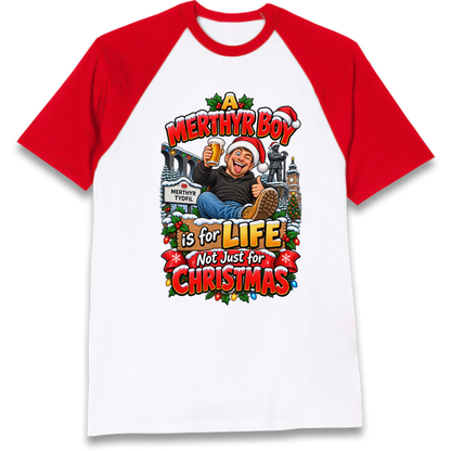 Merthyr Boy Christmas Raglan T-Shirt